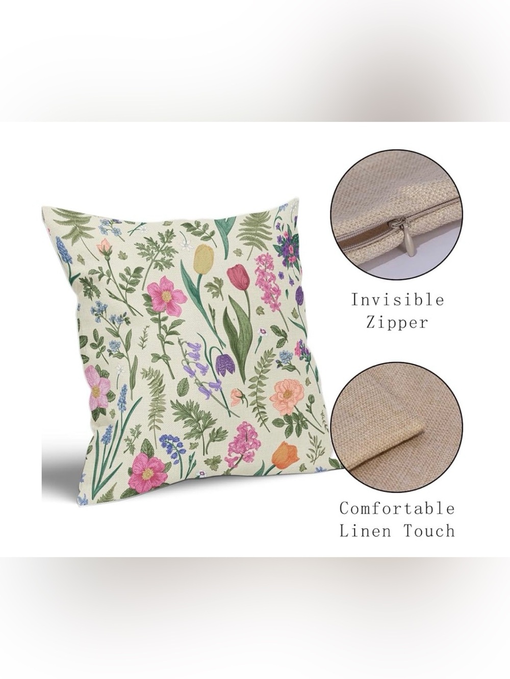 Spring Floral Pillow Covers 24x24 Inch - Picture 6 of 6